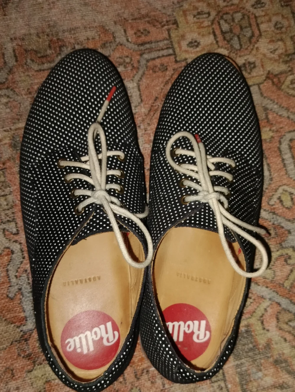 Rollie DERBIE Black/White Polka Dot Black Dream Leather Lace-Up Shoes - 38 /7.5